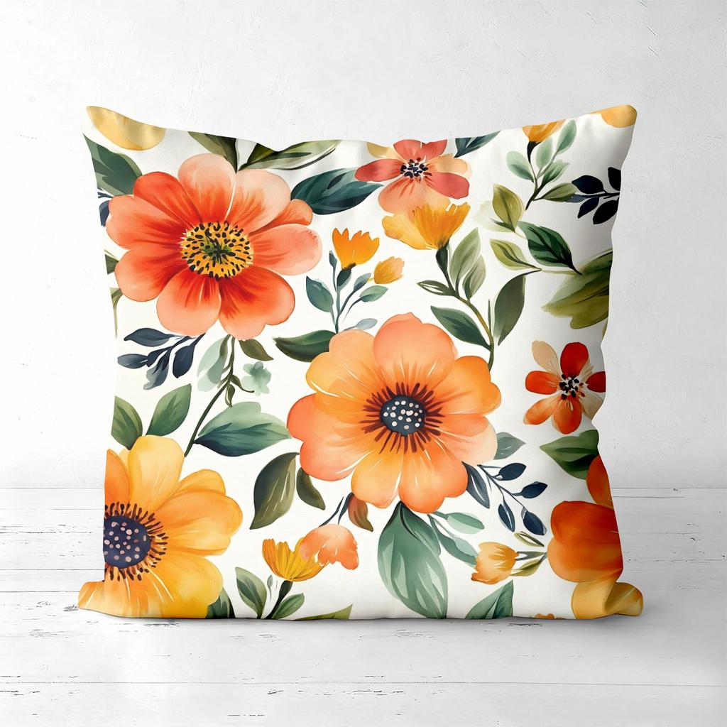 Vintage Watercolor Floral Throw Pillow Covers Pattern Cushion Cover Suitable For Sofa Bedroom Car Pillow Cover