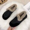 2025 winter new velvet round head one-pedal warm beanie shoes women's retro down fabric lamb wool cotton shoes