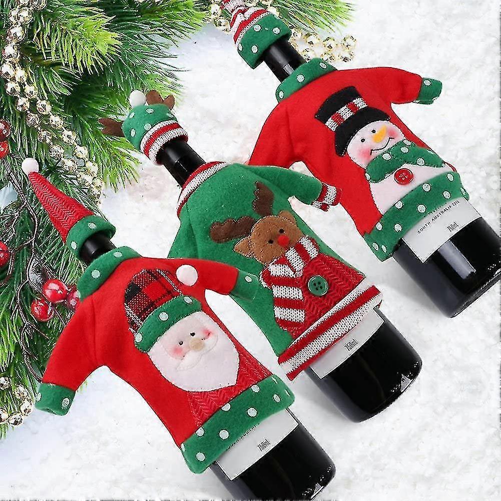 3 Piece Ugly Jumper Christmas Wine Bottle Handmade Wine Bottle Dust Bags - RIpj