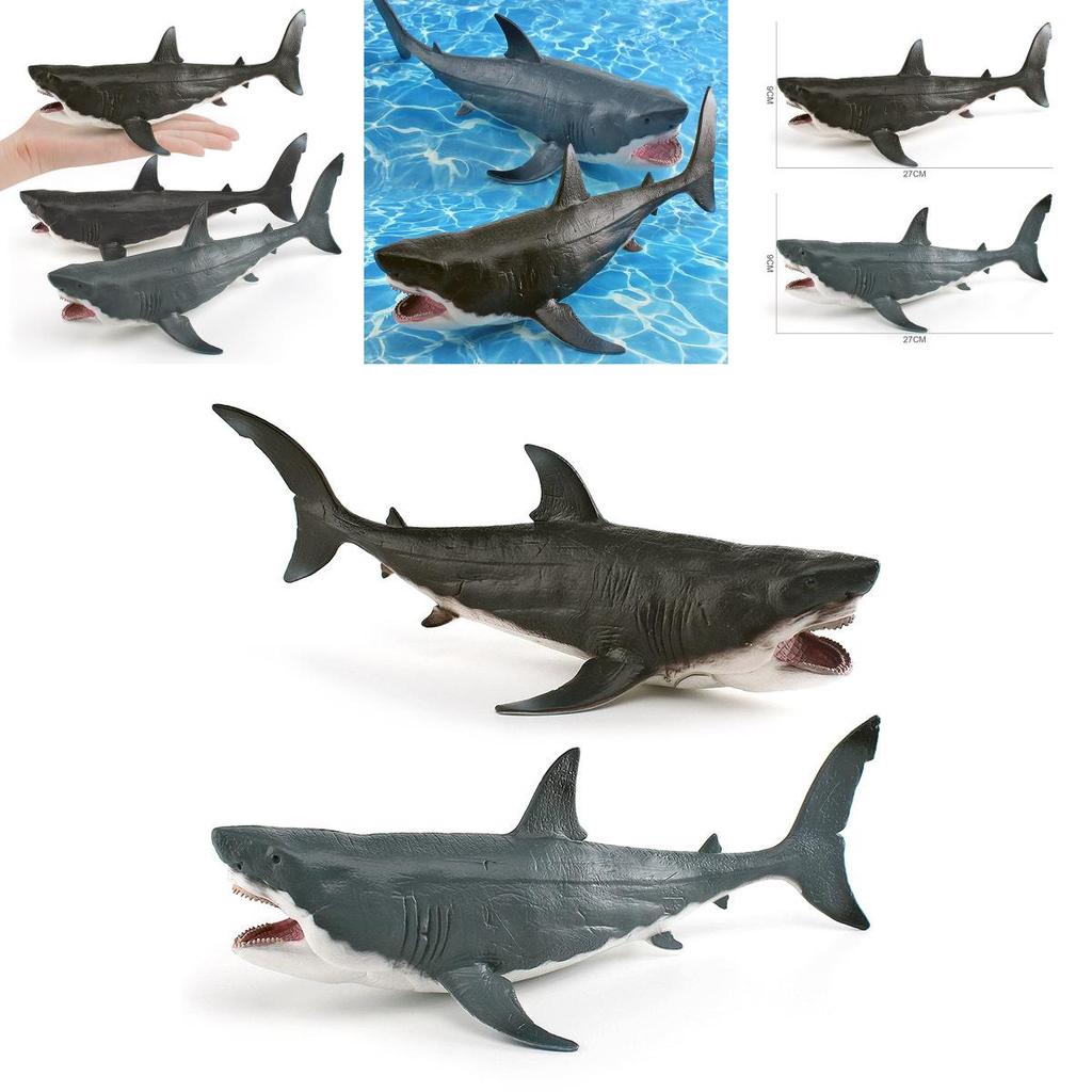 Stunning Black Giant Tooth Shark Plastic Model Toy For Impressive Ocean Display Decor