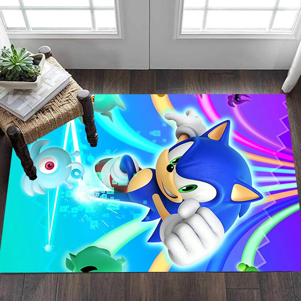 Sonic The Hedgehog Poster Decoration,Carpet,Living Room,Bedroom, Non-slip,Square rug