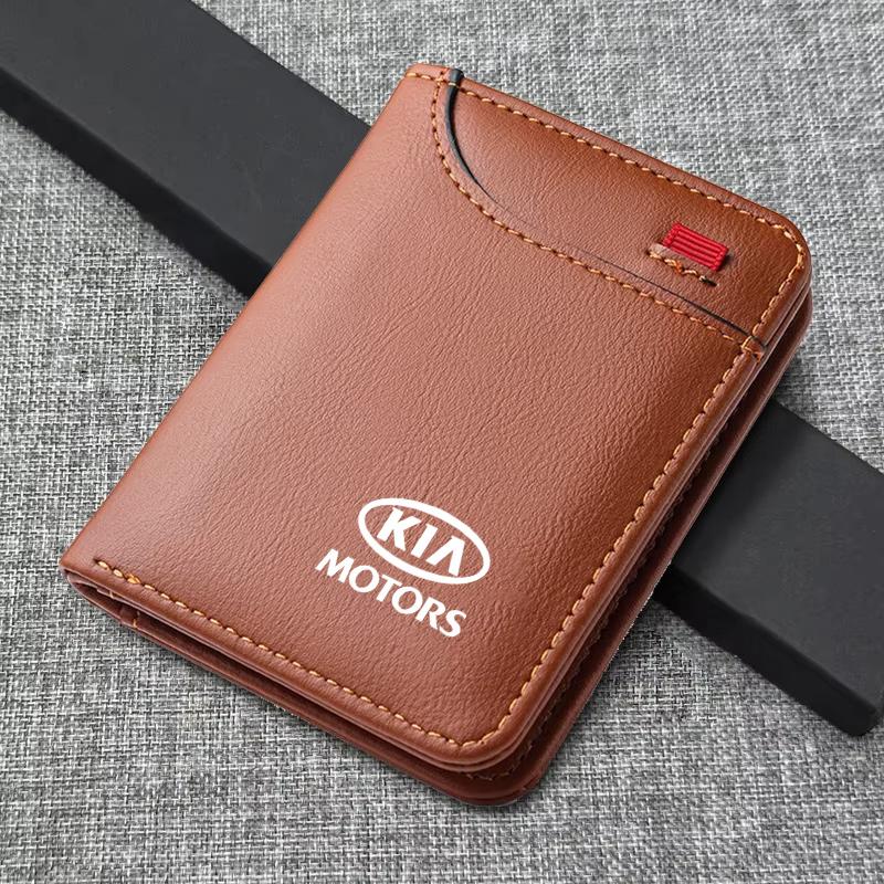 Car Men's Leather Wallet Motor Vehicles Card Ticket Storage Bag For Kia Rio Ceed Sportage Cerato Soul Sorento Picanto Optima