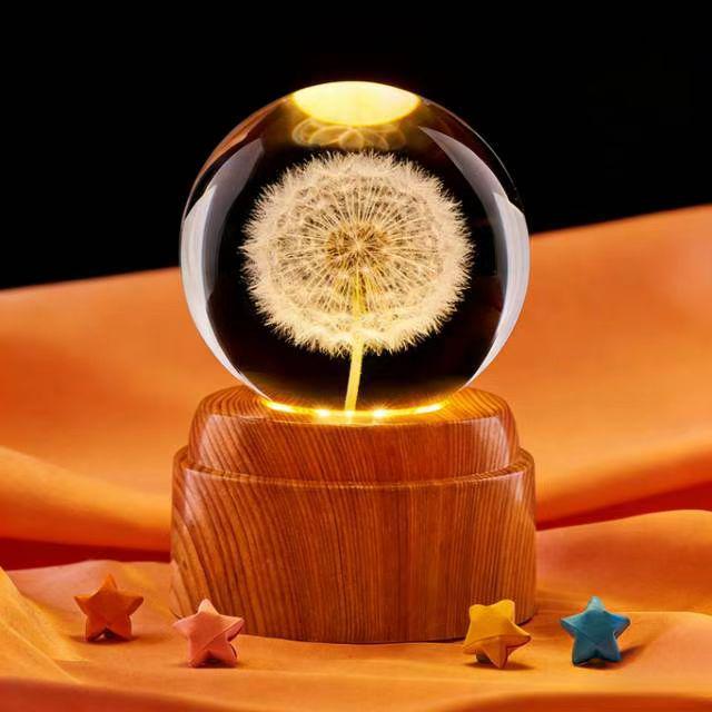 Dandelion Crystal Ball Night Light - Unique Gift for Girls' Birthdays & New Year Ornaments