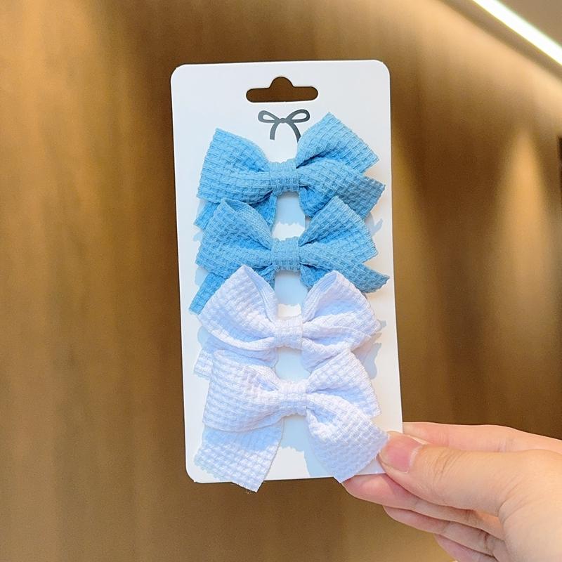 4/6/10Pcs Soft Cotton Bow Hairpin Girl Sweet Design Hairpin Color Block Delicate Hairgripe Barrettes Kawaii Child Accessories