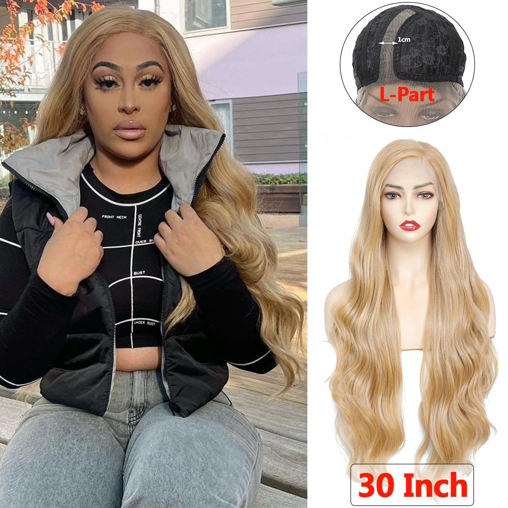 SOKU Burgundy Synthetic Lace Front Wig For Women 30 Inch Long Body Wave Side Part Transparent Lace Wigs Heat Resistant Fiber
