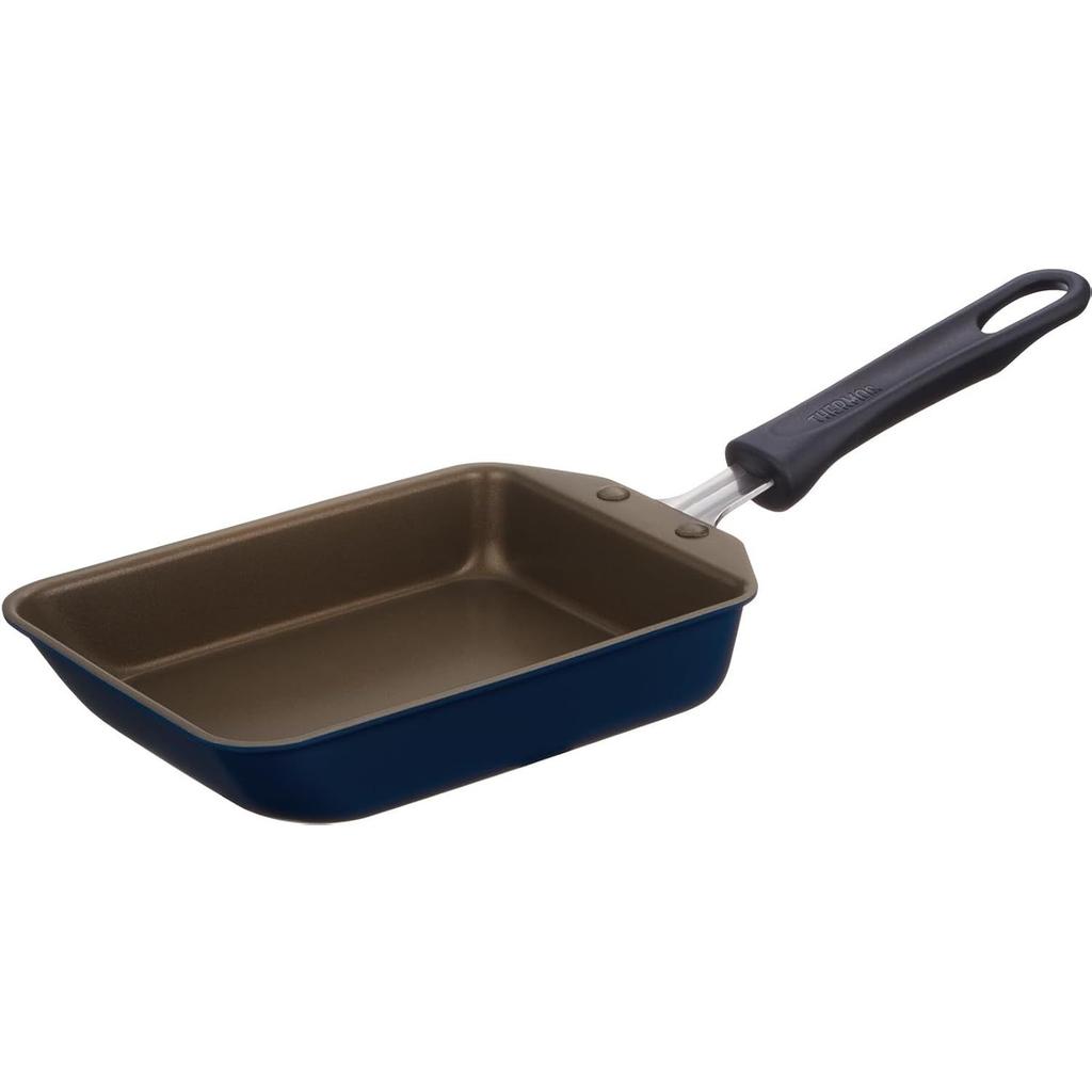 Thermos Durable Series Tamagoyaki Frying Pan 13cm Navy Gas Stove Only Non-Stick Coating PFOA PFOS Free Lightweight Model KFI-013E NVY