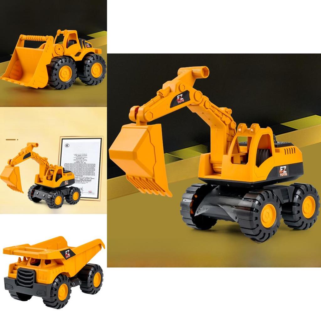 Inertia Construction Vehicle Toy For Kids Durable Plastic Excavator And Transporter