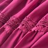 French O Neck Cut Out Lace PATCHWORK Lantern Sleeve Korean Fashion Dress Women's Summer Waist Sweet Dresses