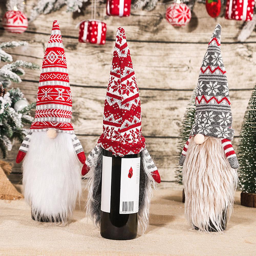 Christmas Red Wine Bottle Cover Bags, 1pc Christmas Table Dinner Decoration Bag Cover Xmas Red Wine Gift Bags for Home Decor