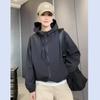 Women's Jacket Thin Large Zipper Hooded Jacket Casual Loose Jacket