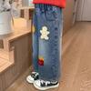 2025 Trendy Toddler Girls' Cartoon Print Wide-Leg Jeans