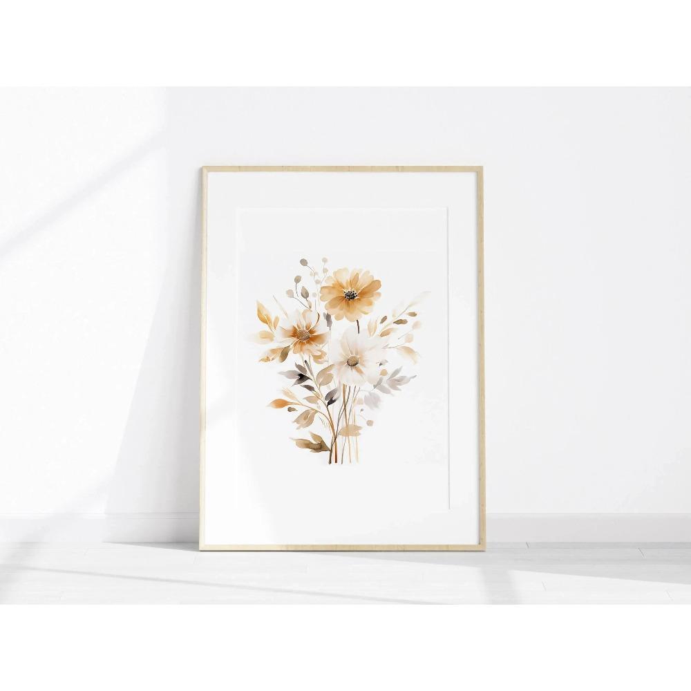 Set di 3 Stampe Floreali di Campo ad Acquerello Neutro / Decorazione Murale Minimalista Boho / Arte Murale Botanica Stampabile / Poster con Stampe di Rami