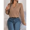Women's Blouses Solid Color Long Sleeve Sleeved Tops Female Sexy V Neck Casual Loose Pullover Lady Elegant Autumn Shirts