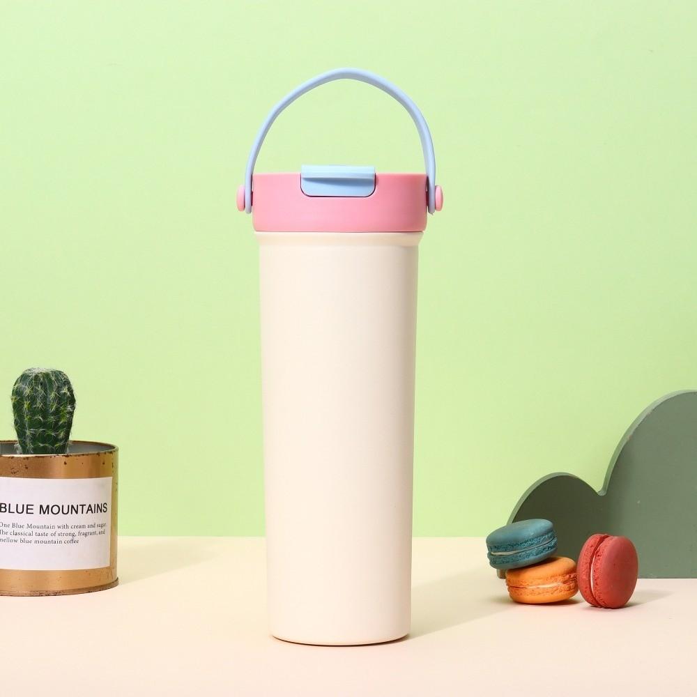 Portable Bowknot Insulated Cup Stainless Steel Solid Color Vacuum Mug Handle Thermal Car Coffee Cup Travel