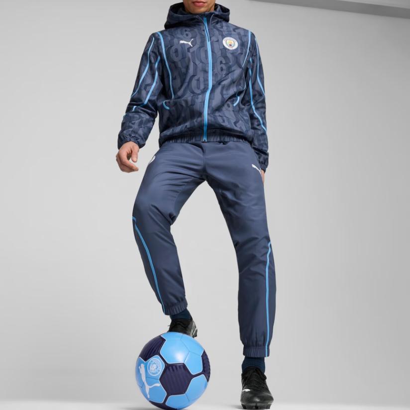 Puma Manchester City FC SS24 Fashion Loose-Fit Hooded Zip Jacket Men Outerwear Navy-Blue 777580-22