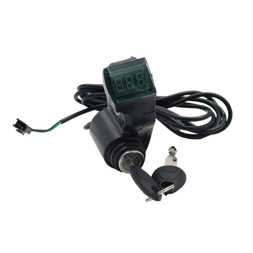 Electric Scooter Thumb Throttle with LCD Display Electric Scooter Voltage Display with Key Lock for Electric Scooters