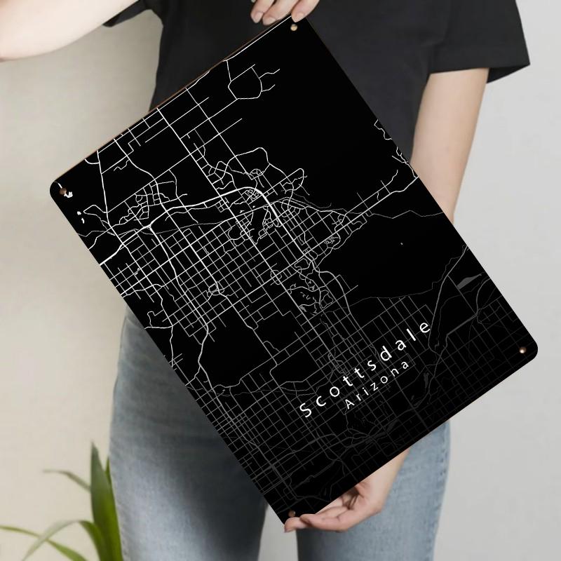 

Custom Scottsdale Arizona City Map Metal Wall Art Modern Home Decor Iron Painting 20x30cm（7.8x11.8inch）