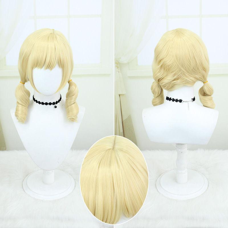 European American Magical Girl Small Round Beautiful Cosplay Wig Light Yellow Curly Hair Simulation Big Scalp Anime