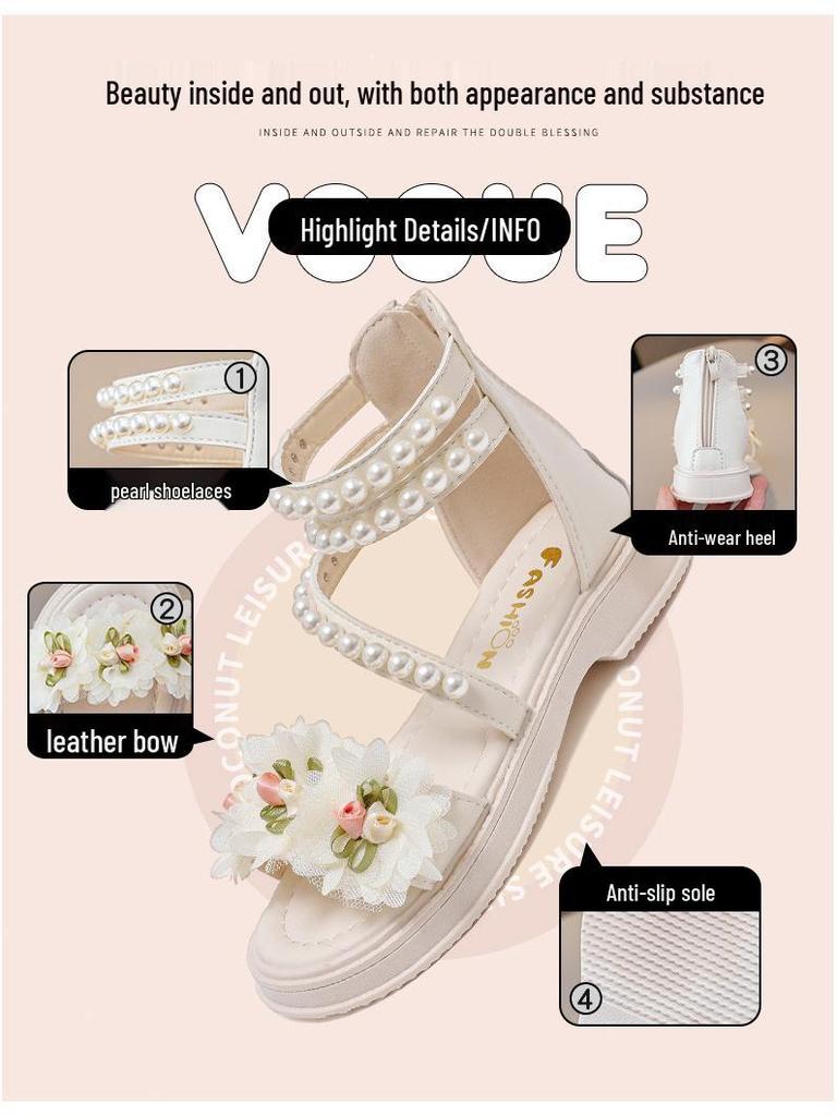 Summer 2025 Girls' Cute Princess Open Toe Sandals – Soft Sole, Perfect for Little and Big Kids At the Beach.