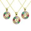 Simple and Fashionable 26-letter Necklace with Copper-gilded and Colored Zircon Gemstone, Elegant Pendant