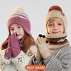 Children's Hat Gloves Scarf Suit Winter Velvet Ear Protection Hood Outdoor Cold-Proof Warm Knitted Wool Hat