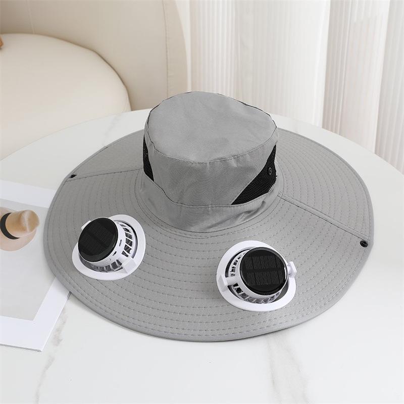 Summer For Outdoor Camping Fishing Hiking Sunscreen Fisherman Hat Solar Fan Cap Portable Solar Charging Cap with Fan Men Women