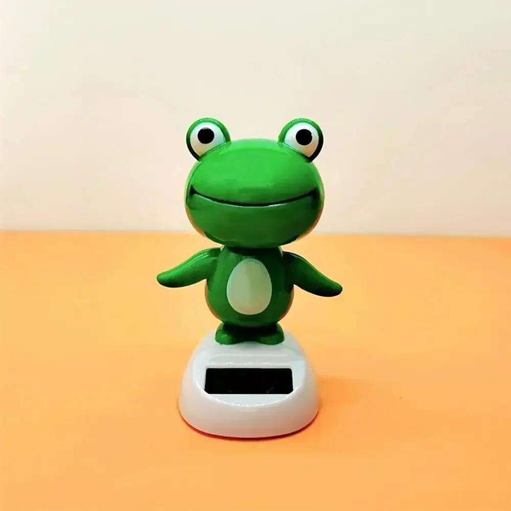 Solar Powered Dancing Frog Car Dashboard Decoration Funny Animated Head Shaking Design Home Office Decor Gift