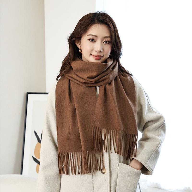 Winter wool simple and versatile scarf solid color women's autumn and winter warm fashion temperament wool shawl