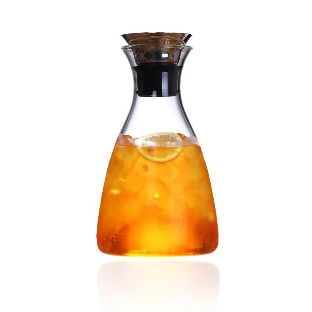 1500ml Geometrical Glass Pitcher Transparent Water Carafe Teapot Tea Kettle Cold Amber Water Jug Drink Dispenser with 2 Cup