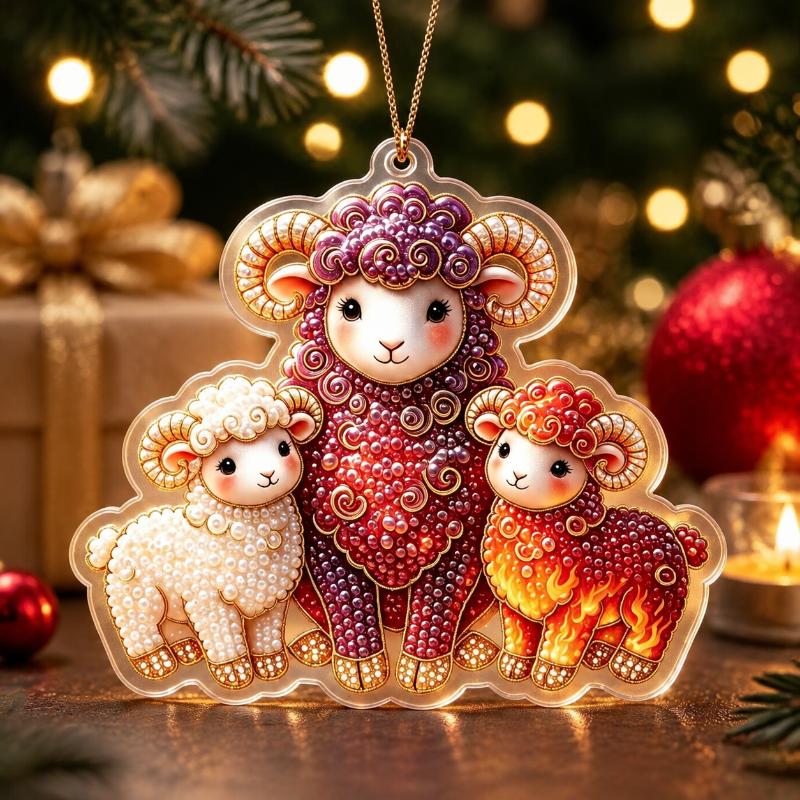 Acryl Chinesisches Tierkreiszeichen Ziege Hängendes Ornament Glückverheißend Rot Gold Für Frühlingsfest Neujahr Hausdekoration