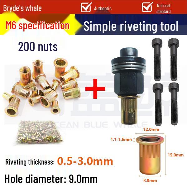 Pop Rivet Nut Tool for License Plates & Sheet Metal – Manual Flat Head Pull Nut