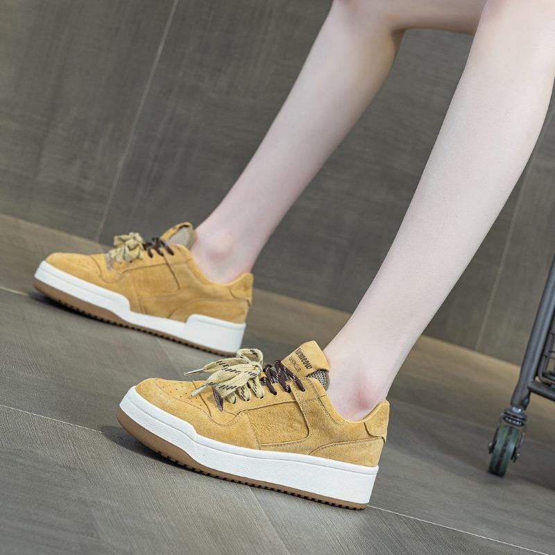 Leather Thick-soled Height-increasing Versatile Board Shoes Women's New Spring and Summer Women's Lightweight Soft Soles Do Not Tire Feet