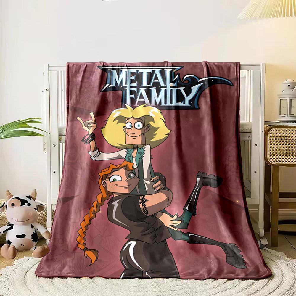 Two animated characters, one lifting the other, with a rock-style theme. for all seasons blanket lunch break throw gift 80cm x 120cm