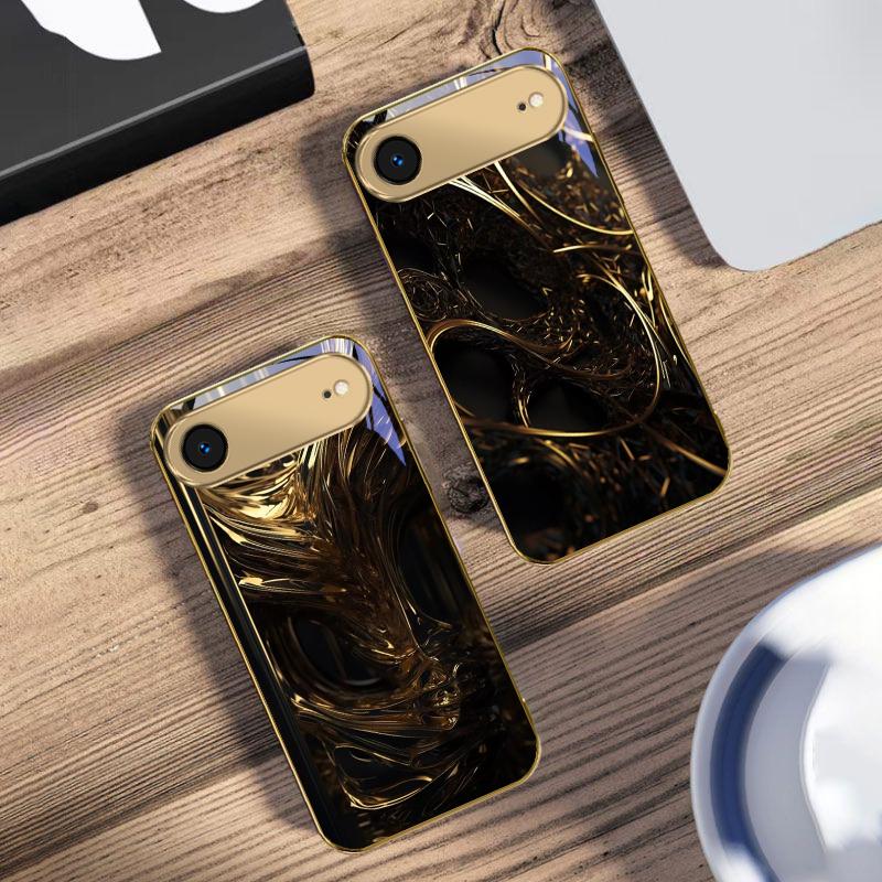The surging of emotions For IPhone 17Pro Max 16 17 Pro 15 Pro 14 13 Plus 12 Mini 11Pro Max XR 16E 17Air Golden glass phone case