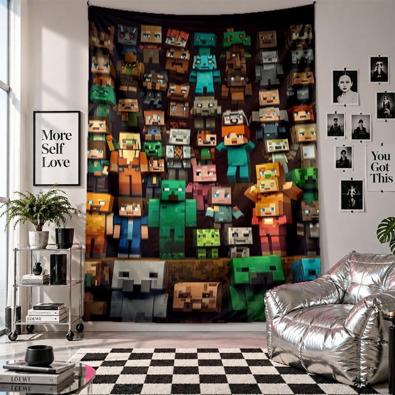 Wall Tapestryminecraft Art Hanging Cloth Decorative Background Cover for Room Decoration