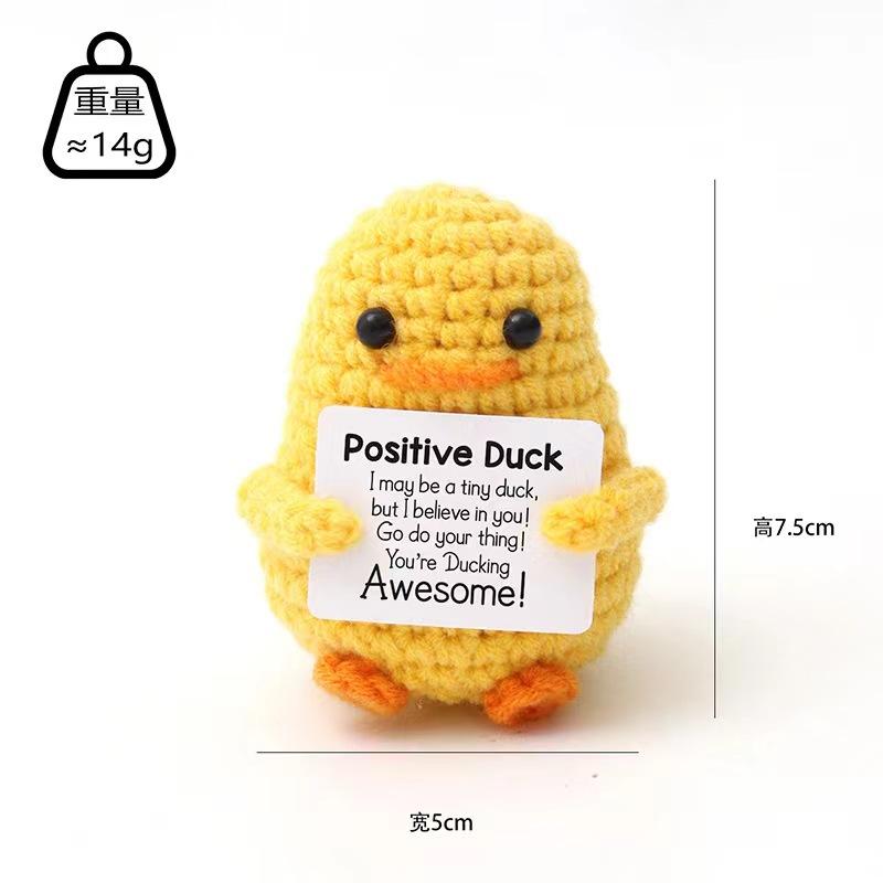 Handmade Knitted Wool Duck Doll - 3-inch Collectible Figure with Front Card, Perfect Birthday or Reminder Gift