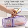 Portable Large Capacity Mesh Pencil Case Multifunctional Love Pencil Pouch Transparent