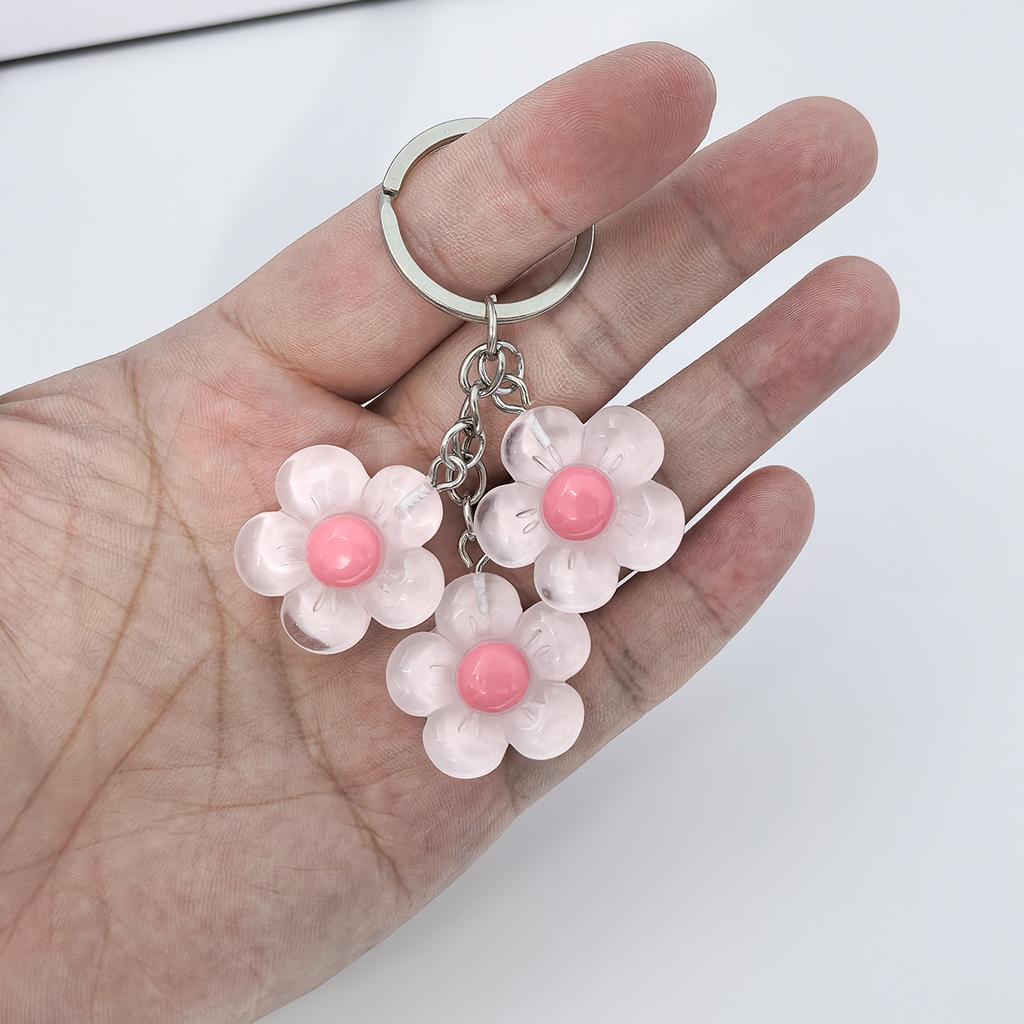 Resin Cherry Blossom Keychain Flower Pendant Backpack Decoration Accessories Couple Family Keychain Pendant
