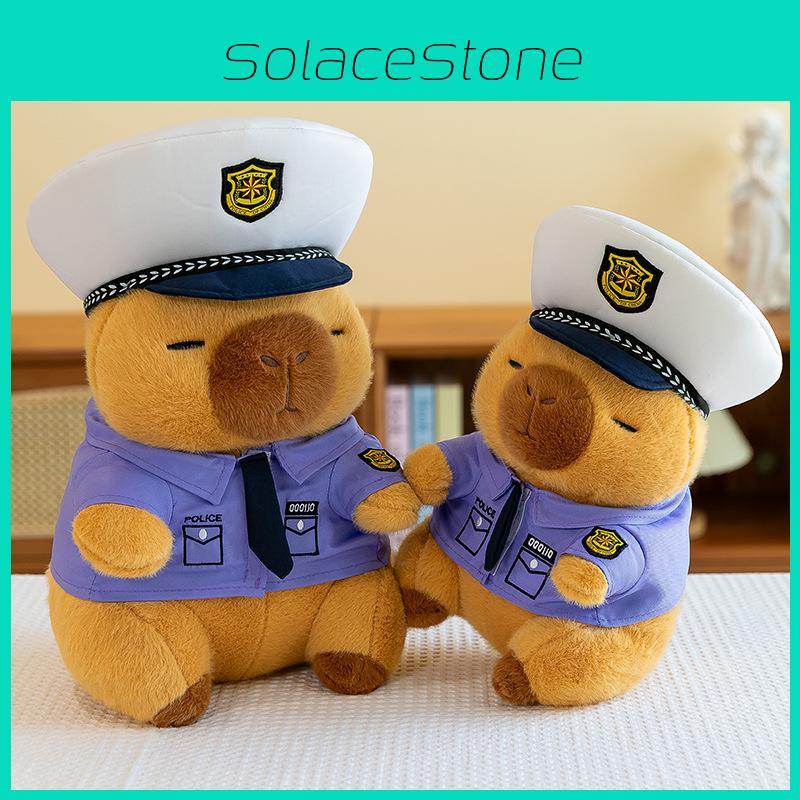 Cartoon Capybara Police Plush Toy Stuffed Animal Doll Decorations Gift Kids