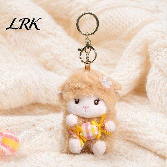 Lightweight Keychain For Backpack Plush Seated Sheep Pendant with Metal Ring for Stylish Key Keys, Soft Cute Lamb Keychain, Stuffed Animal Bag Charms