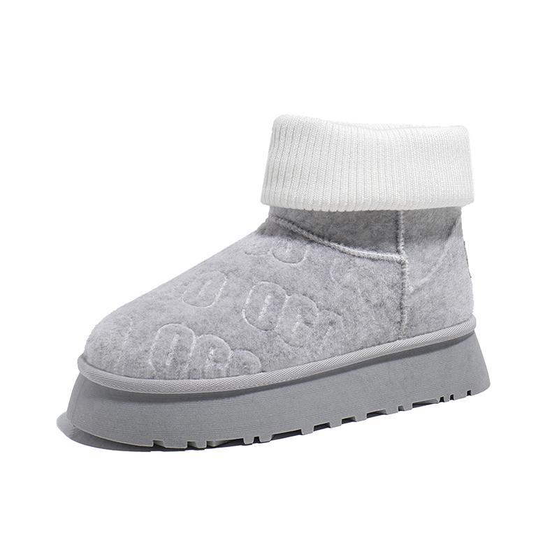 Fashion Shoes for Women 2024 New High Quality Slip On Mid-Calf Warm Women's Boots Solid Color Round Toe Flock Low-heeled