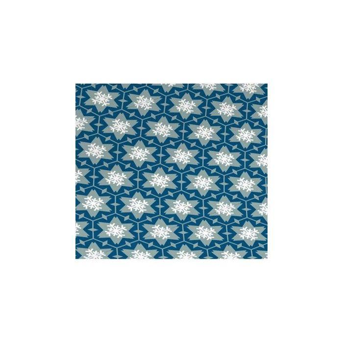 Rouleau papier cadeau 50 x 0,70 m bleu et flocons