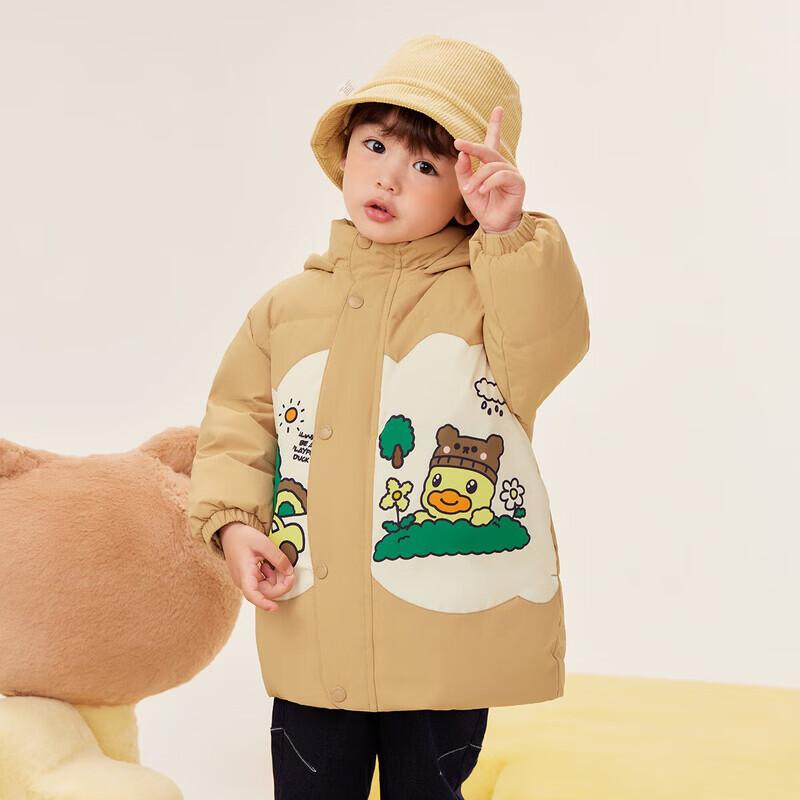 

B.Duck Boys Cartoon Hooded Mid-Length Winter Down Jacket 120