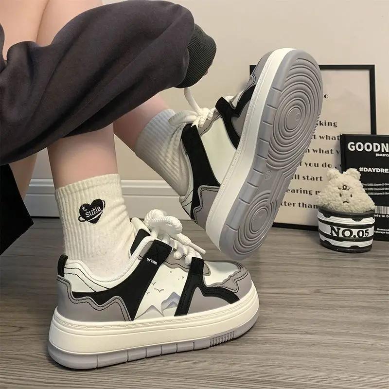 Contrast Color Woman Footwear Spring Autumn Aesthetic Shoes for Women Deals 39 Y2k Fashion High Quality On Offer Vulcanized Shoe