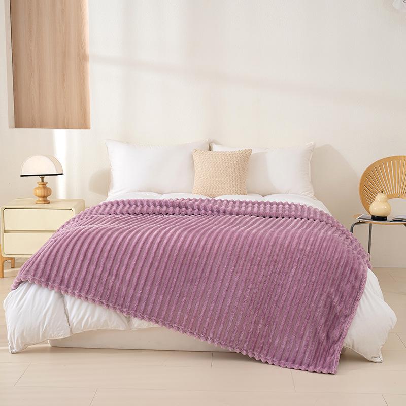 Striped Solid Color Multi-Functional Blanket for Sofa, Dorm, or Napping