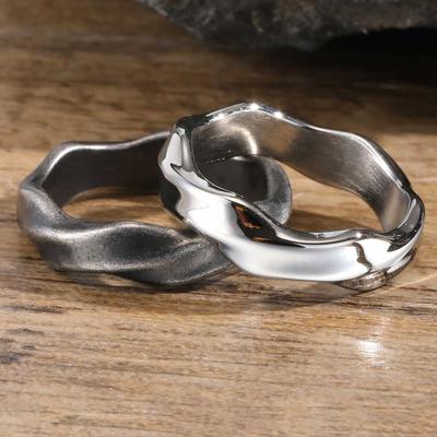 Vnox 2025 New Mobius Ring for Men Boys, Oxidized Twisted Stainless Steel Finger Band,Retro Endless Love Anniversary Gift for Him
