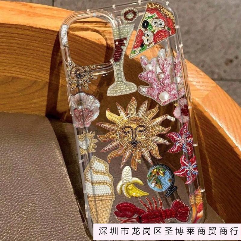Sun Coral Lobster is suitable for Apple 16promax mobile phone case 15plus transparent 14 across 13 Europe, America and 12 airbags.