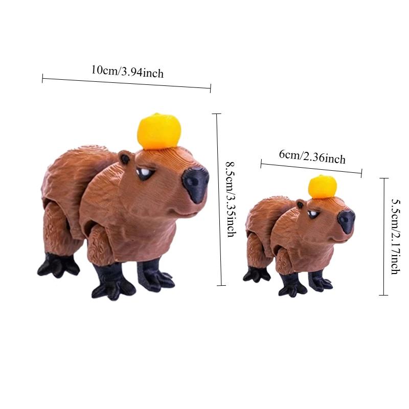 3D-printed Capybara Action Figures Articulated Movable Capibala Figurines Creative Animal Ornaments Home Decors Christmas Gift
