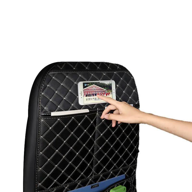 Auto-Anti-Kick-Pad mit Organizer-Tasche, Leder, universelle Sitzlehnen-Schutzhülle, wasserdichte Trittmatten für Kinder auf dem Rücksitz