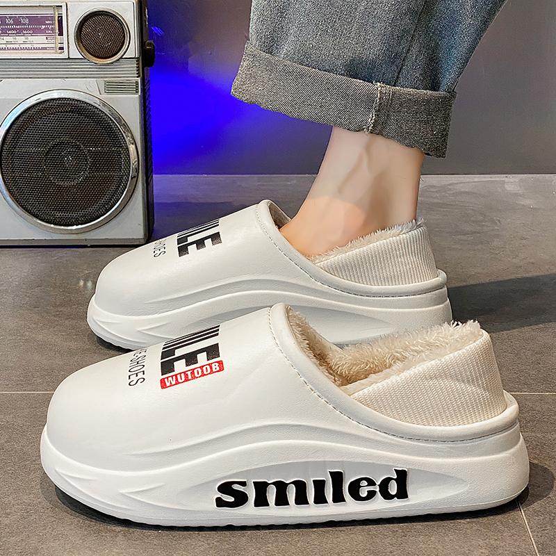 Cloud Slipper Men's Slippers Shoes for Men Waterproof Heel Covering Indoor and Outdoor Wear-resistant Snow Non-Slip Thick Bottom